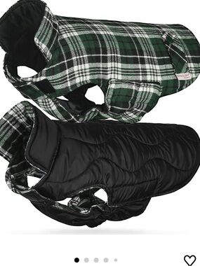 Reversible Plaid Dog Jacket - Green & Black
